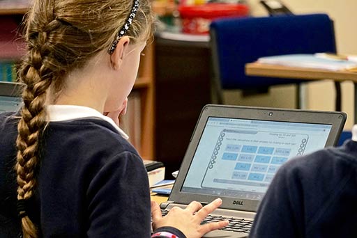 Primary pupil using MyPortal